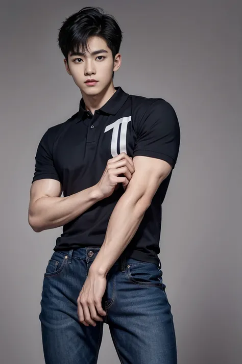 young korean man , 1 boy, white skin , Fine skin, 1 boy, ((realistic)), abdomen, good light quality, muscle veins, ((Pale skin)), football player, (Masterpiece, Special quality, high resolution, 8K, complicated:1.2), (detailed face:1.2), handsome, , Emboss...