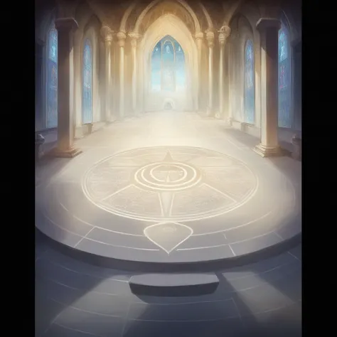 There is a large circular floor，There is a clock inside, interior background technology, Kingdom of Light Background, Cathedral Background, Palace Background, Stunning mysterious background, background technology, odins stone Arena Background, Arena Backgr...