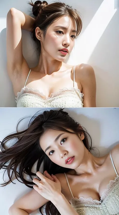 Dark brown hair、Light brown eyes、Japanese actress、 Lady、I am about 40 years old...、(Intricate details:1.2)、(Which is the top???:1.4)、 (Ultra-high resolution:1.2)、Ultra-high resolution、(Finely tuned)、(Detailed facial features)、Hmph、8K resolution、D cup size ...