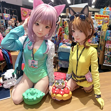 comic con中，personification（cat ears human cat tail）At comic con，There are many different types of Toy figures，Nendoroid 3D，anime statue，Toy figure，q cheeks，Funny company anime style，anime action figure，silicone man，Silicone statue，Styled for Nendoroid，figu...