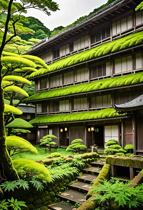 Ruins of the Japan，Abandoned inn，and，Blend in with nature