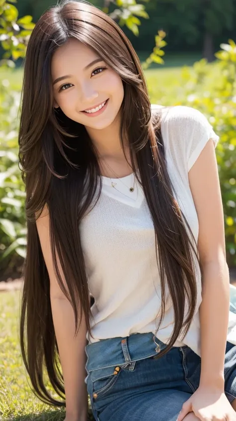 cute　Long Hair　smile