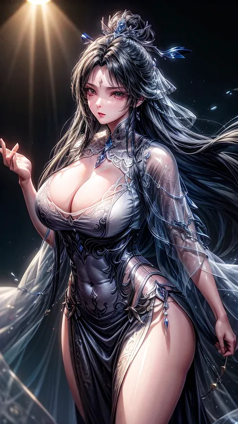 best quality, masterpiece, Big boobs, (Large Breasts), Delicate skin texture, Detailed fabric texture, Delicate face, Super Detail, 8K, Intricate details, 1 Girl, 30 years old, High contrast, High resolution eyes, Black hair goddess，Royal sister，Sexy，Bikin...