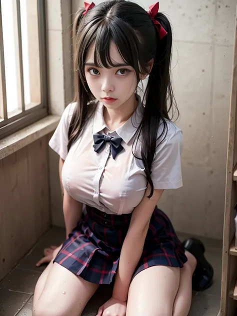 school girl was sprayed with water , school girl Was sprayed with water , jk school girl uniform , Punished, , Kneeling, Behind bars, dungeon, Be punished, in prison cell, Many chains hang, Bound by chains, Get wet, enjoying, hyper HD, Textured skin, Super...