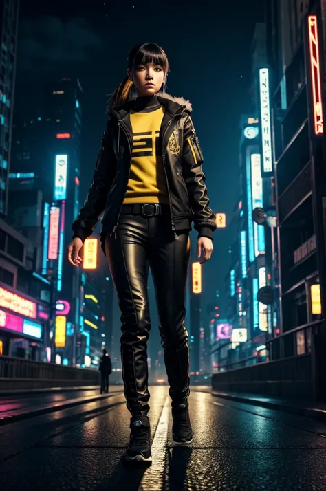 (Extremely detailed CG unity 8k wallpaper), (Masterpiece), (Best Quality), (ultra detailed), (best illustration), (best shadow), (absurdities), 1 girl, Alone,session, cyberpunk Cityscape,night City (City), stealth in the City  miko, 1 girl, Alone, track Ja...