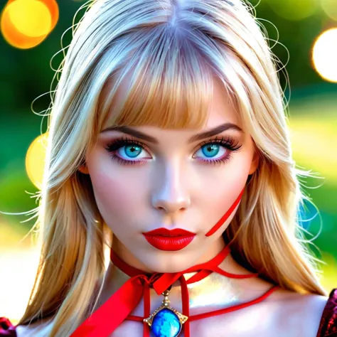 hyper "Macro F/1 Photo RAW" Cosmetic artistry massive elaborate amazing composition, Lightblue turquoise eyes,long eyelashes,big red lips,apricot eyes,girly princess,Unparalleled beauty Harmony epic shiny firm and shiny skin,bangs between eyes, shiny strai...