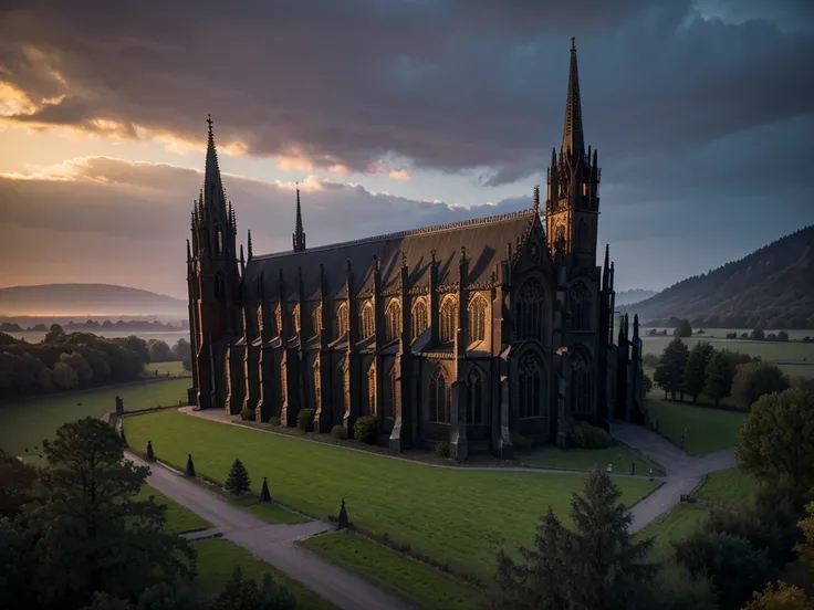 8K HD quality，Church Gothic dark landscape