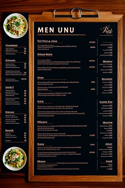 A menu for a restaurant