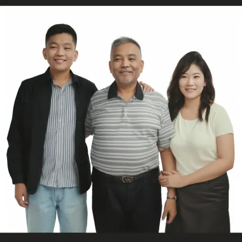 There are three people standing next to each other posing for a photo., realistic photo, scanned photo, happy family, photo taken in 2 0 2 0, full body photography, realistic photo, retouched, husband wife and son, full body photography, 