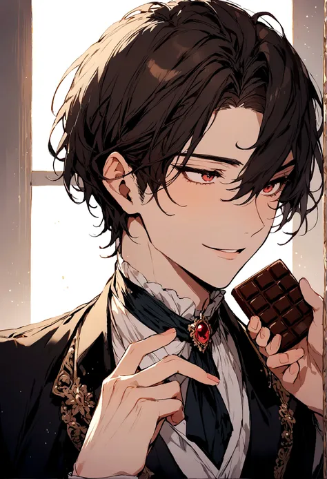 adolescent man inviting another adolescent man a chocolate