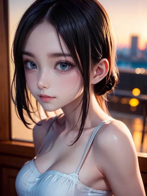 One Girl，(1人のとてもcute女の子:1.3)，masterpiece，Highest quality，High resolution，From below，Low - Angle，Photorealistic，RAW Photos，Ray Tracing，beautiful girl，(15 years old:1.3)，cute，Big eyes，(detailed pupils:1.2)，(The face is facing straight ahead:1.3)，Body facing ...