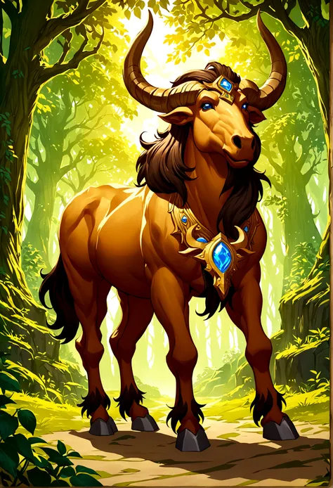 (masterpiece), best quality,Full body of World of Warcraft style illustration of a male centaur in the woods, cernunnos, man centaur centaur chimera, imposing god, a centaur, centaur horse, centaur from greek mythology, centaur, hearthstone card game artwo...