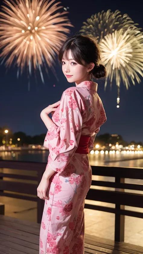 Watch the fireworks display、Girl in yukata