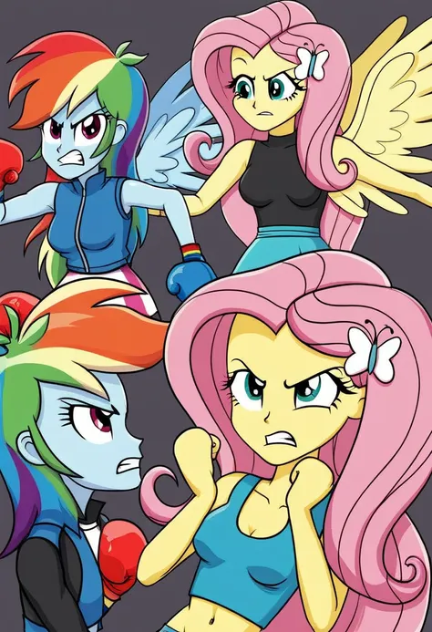 Eqg rainbow dash  bodystocking  boxing angry fluttershy 