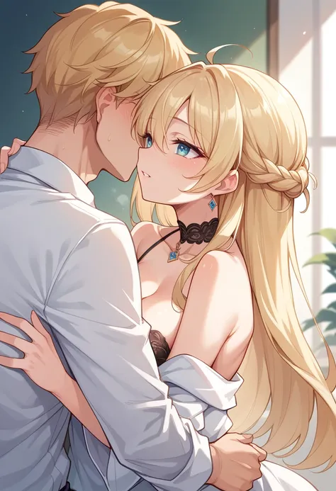 beautiful、Blonde woman、A man&#39;s penis is in his groin、Large Breasts、Exposed breasts、Nipples、naked、Bathroom、Shyness、Sweat、Drooling、It has been violated