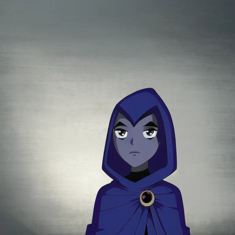 score_9, score_8_up, score_7_up, volumetric lighting,
white raven, 1girl, solo, short hair, purple hair, hood, cape, colored skin, cloak, grey skin, forehead jewel
