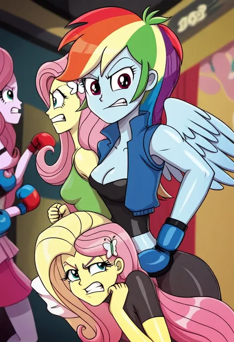 Eqg rainbow dash  bodystocking  boxing angry fluttershy 