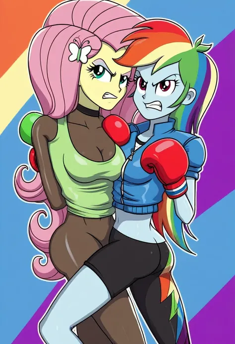 Eqg rainbow dash  bodystocking  boxing angry fluttershy 