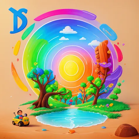 
Logo for a project that has a drawing of a rainbow and a sign that says eco adventure, a color pencil sketch by Verónica Ruiz de Velasco, cg society contest winner, ecological art, environmental art work, Logo art, Earth and pastel colors, Design, colorfu...