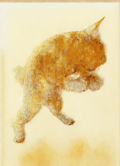 The ginger_white cat stood on two legs and shouted in desperation., digital anime painting style.