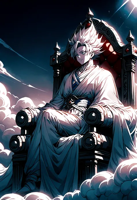 a god sat upon a throne of clouds