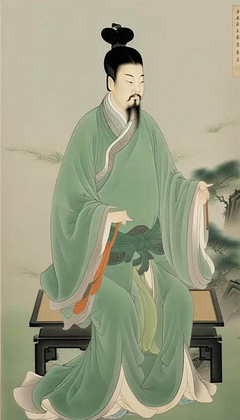 chinese ming dynasty men,solitary,,black hair,chinese clothes of the ming dynasty,long sleeve,whole body,wide sleeves,permanent,...