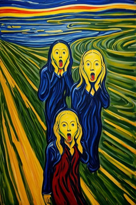 A painting faithful to Munchs The Scream, oil painting