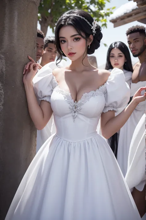 SNOW WHITE PRINCESS WITH 7 BLACK MEN AROUND HER BRAZILIAN APPEARANCE 