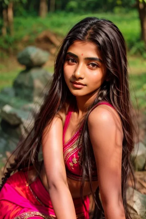 beautiful cute young attractive indian teenage girl, village girl, 18 years old, cute, instagram model, long black_hair, colorfu...