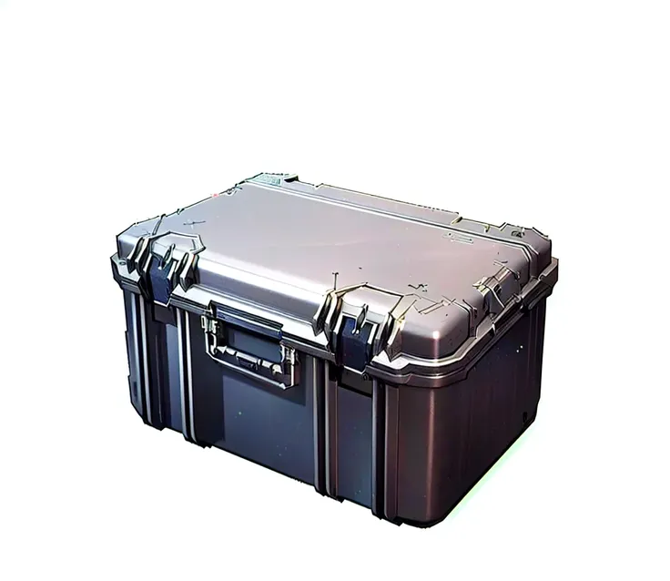 There is a large gray box with a handle, Marmoset Tool Kit render, Marmoset Tool Kit, 4, Unreal Engine4, Tool Kit, 8K, Holographic case display, ( ( Unreal Engine ) ), Marmoset Tool Kit rendered, Role Playing Game Items, ue 5, Unreal Engine5, Loot Boxes, H...