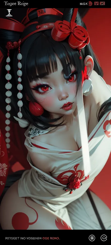 Visage geisha rouge oni 