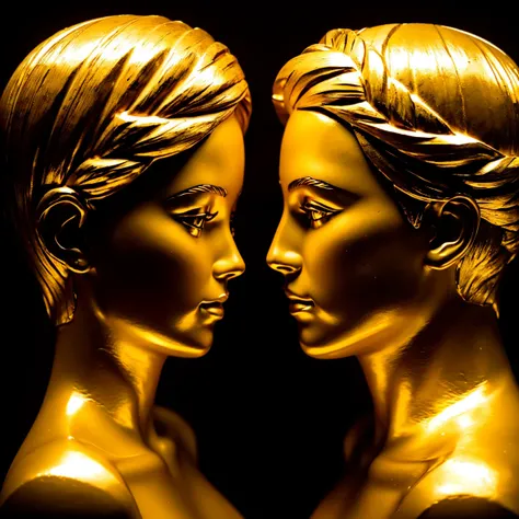 " BEAUTIFUL FACES OF A COUPLE,CARVED WITH GOLDEN THREADS, BOTTOMLESS INTERMIXED, ONLY THE CARVING OF THE MAN AND WOMAN FIGURES, LOOKING AT EACH OTHER&#39;S FACE TO GIVE EACH OTHER A KISS, THEY DIE LOVINGLY WITHOUT TOUCHING THEIR LAVIAS, HE HAS THE WOMAN&#3...