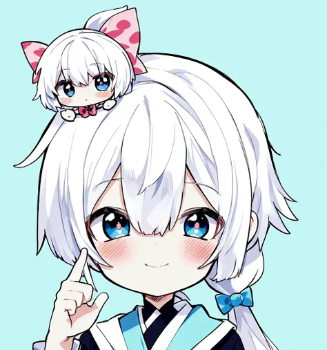 anime Girl with white hair and a bow on her head, Cute anime face, silver hair girl, Cute Anime Style, Kawaii realistic portrait, Girl with white hair, Портрет anime style, cute natural anime face, anime style, grey-haired, clear sweet face, cute character...