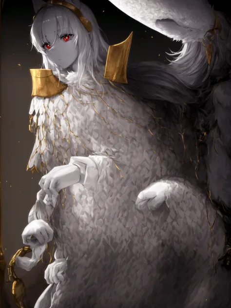 (Best image quality),(masterpiece),(((only))),(Very detailed),(Male Minute:1.5), (White skin:1.3), hairy，(White fur:1.3),((Golden pupils)) ,(Gray ears),(hairy 动物 耳朵s)，((Dressed in medieval armor)，Medieval generals，Red Cape，Natural Lighting，Complex backgrou...