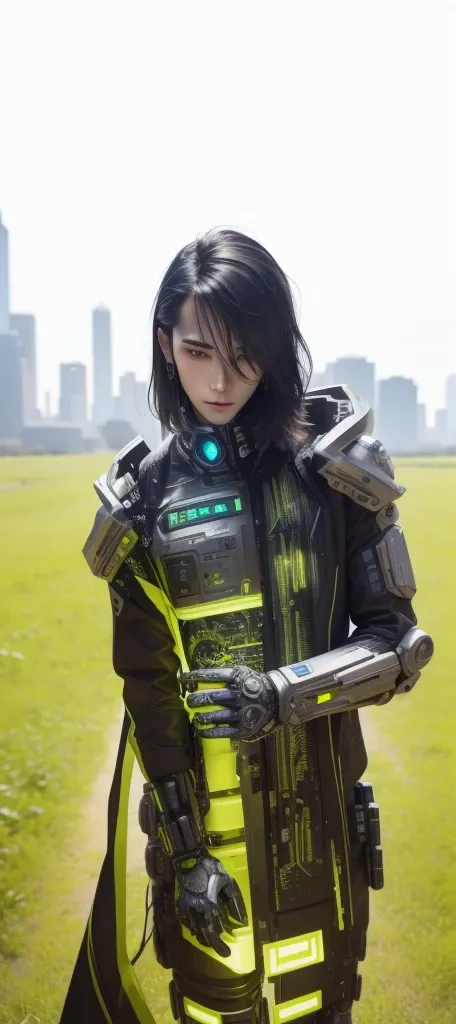 Center-center portrait of an ultra-detailed Mechanical Cyberpunk male Android, Looking at the camera, intricate, elegant, super highly detailed, suave, sharp focus, no blur, no, extreme illustration, unreal,  whole body (details), whole body very detailed