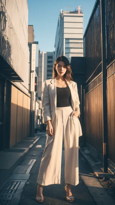 Tokyo、Street、Fashion Snap、real、snapshot、Stylish、Fashion Model、Mode Fashion、In front of the building wall、(best quality,4K,8K,highres,masterpiece:1.2),ultra-detailed,(realistic,photorealistic,photo-realistic:1.37),HDR,studio lighting,sharp focus,