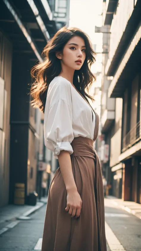 Tokyo、Street、Fashion Snap、real、snapshot、Stylish、Fashion Model、Mode Fashion、In front of the building wall、(best quality,4K,8K,highres,masterpiece:1.2),ultra-detailed,(realistic,photorealistic,photo-realistic:1.37),HDR,studio lighting,sharp focus,