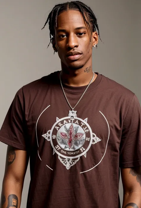 Travis Scott wearing Bayer de Munica t-shirt