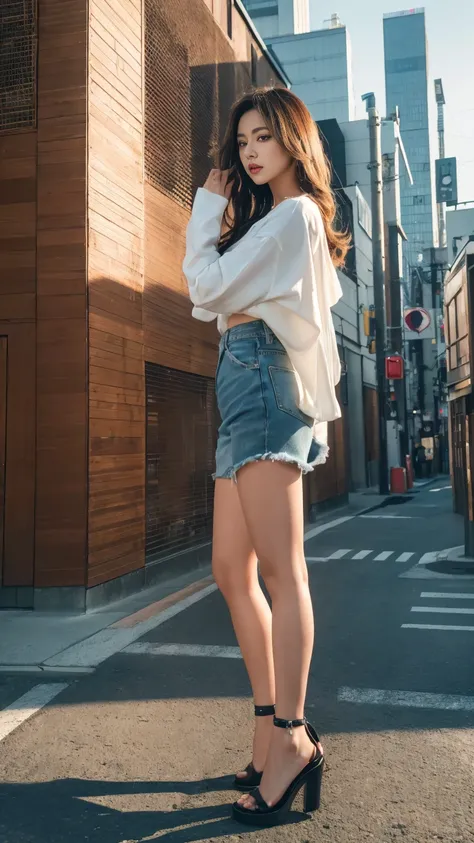 Tokyo、Street、Fashion Snap、real、snapshot、Stylish、Fashion Model、Mode Fashion、In front of the building wall、(best quality,4K,8K,highres,masterpiece:1.2),ultra-detailed,(realistic,photorealistic,photo-realistic:1.37),HDR,studio lighting,sharp focus,