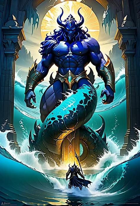 Atlantean warriors, Hedra, emerges as a luminary demon from the depths of the ocean, in the centre of which is a gigantic demaged portal through which a great flood of life can be seen, heralding a new age of terror.  vast,  Ultramarine, Atlantis, Concept ...