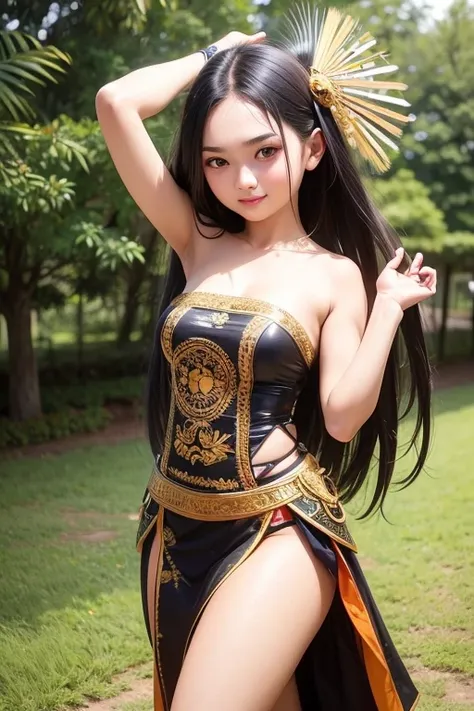 16 years old chinese indonesian young girl long black hair pretty face beautiful breast white skin, wearing strapless sleeveless...