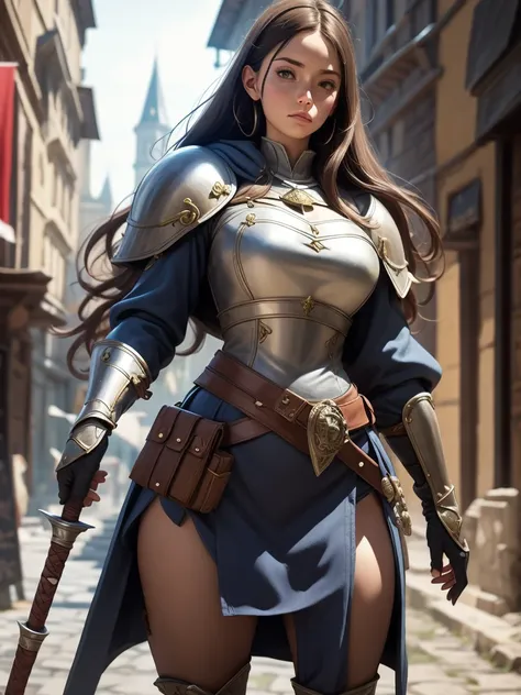 rpg character full body, medieval clothing, armour, woman, one woman, alone