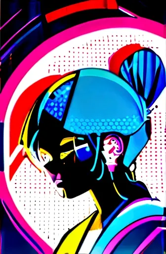 Close-up of person wearing headband, The art of math inspired by Yanjun Cheng, Douban, The art of math, Vibrant fan art, Lofi portrait, guweiz style artwork, new vapor wave, colorful numbers, Internet aesthetics, kpop idol portrait, yanjun chengt, Digital ...