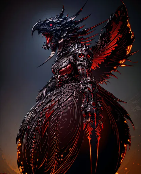 detailed intricate ornate iron raven, dark gothic metal bird, dramatic sharp wings, glowing red eyes, mechanical gears and cogs, steampunk industrial style, moody dramatic lighting, (best quality,4k,8k,highres,masterpiece:1.2),ultra-detailed,(realistic,pho...