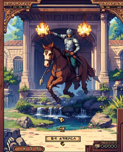 animate, 4 pace, 1 knight, pixel art, 32 bit