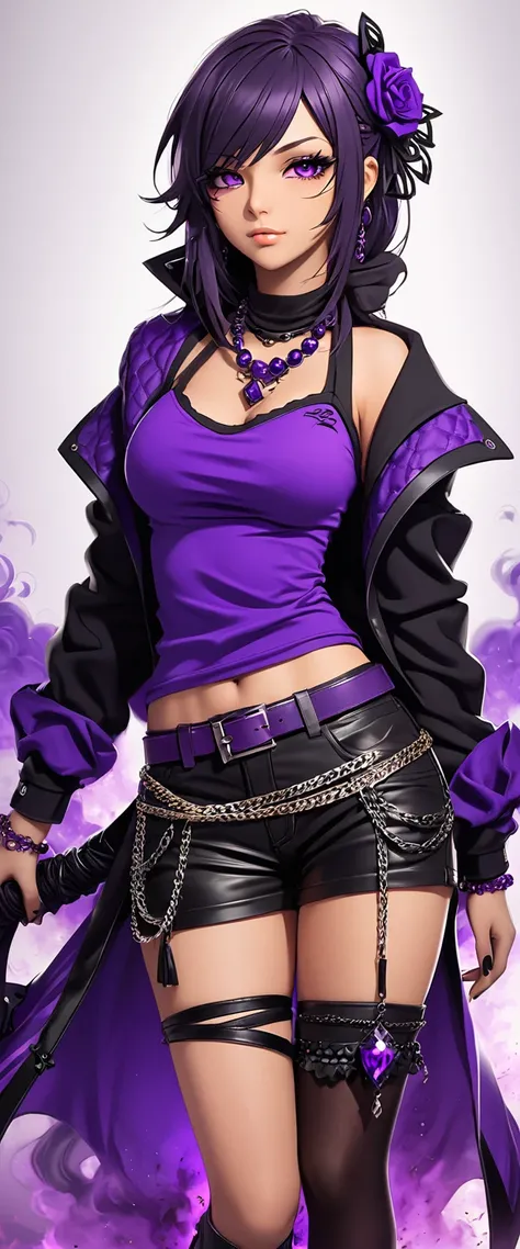 purple and black swag, gyat, brainrot girl, smoldering rizz, 