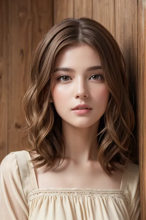 (masterpiece:1.3), (8K, Realistic, RAW Photos, Highest quality: 1.4), (One Girl), Beautiful Face, (Realistic Face), (Brown Hair, Short hair with loose waves:1.3), Beautiful Hairstyles, Realistic eyes, Beautiful details, (Realistic Skin,Landscape,Look away,...