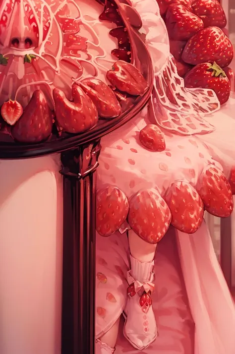 (Pastel Red Theme:1.2),((Strawberry Gothic Dress with Strawberry Pattern:1.4)), (Strawberry garnish:1.3),(Strawberry earrings:1.2),(White knee-high socks:1.3),(smile:1.2),(Eye size:1.5),(High resolution:1.5),(Bright colors:1.4),(Face close-up:1.3),(Gothic ...