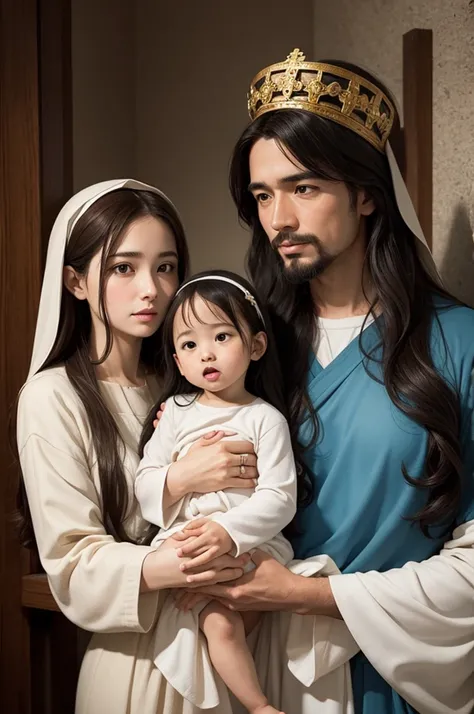 Draw the Holy Family of Jesus together with the Catholic Holy Trinity 