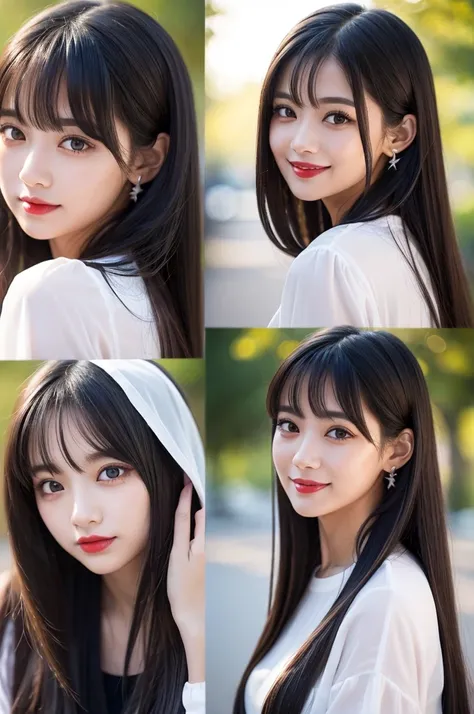 (((A real beauty))), RAW Photos, Black Hair、folder、Round eyes、False eyelashes、Straight Hair, Wavy Hair、correct、Crimson lipstick、Striped Hair、Brown Hair、Blue Hair、(Gradient Hair)、Asymmetrical Hair、Hair behind the ear、Crossed bangs、Long Hair、((お尻までLong Hair)...